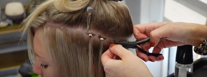 hand-tied extension on salon
